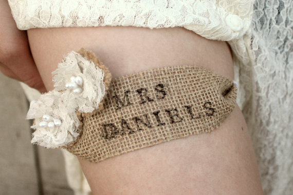 burlap garter with your new name