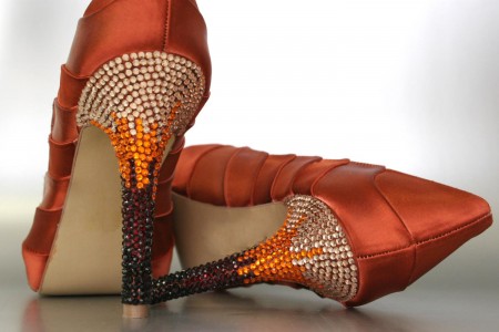 orange jeweled wedding shoes