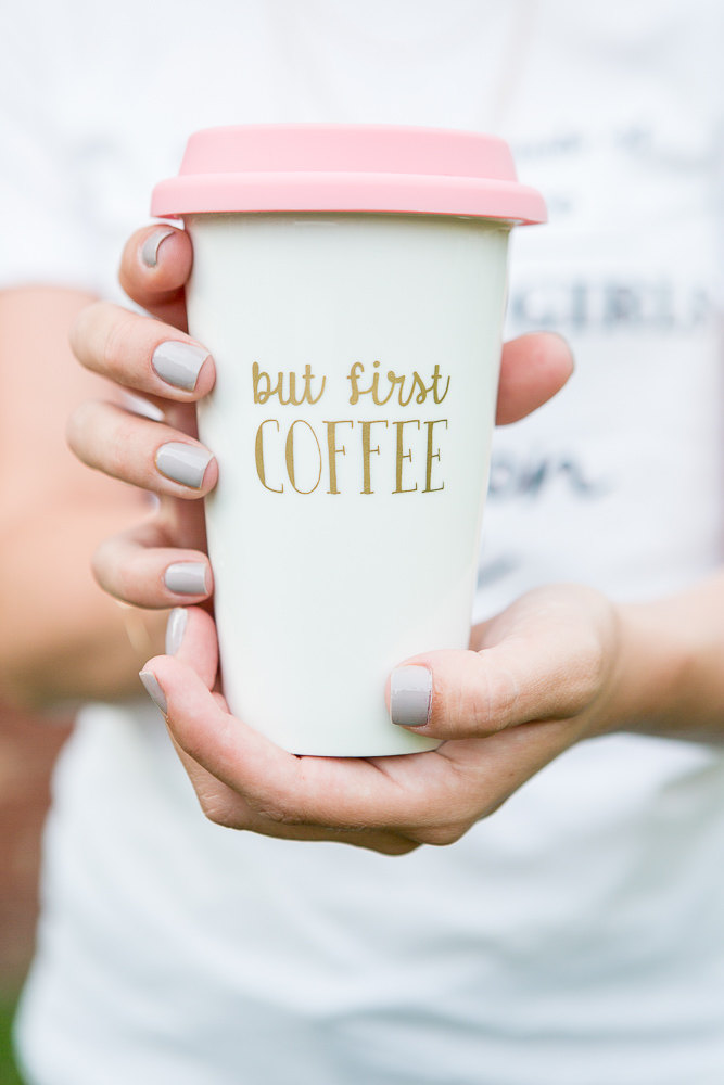 but first coffee travel mug | gifts bridesmaids travel | https://emmalinebride.com/gifts/gifts-bridesmaids-travel