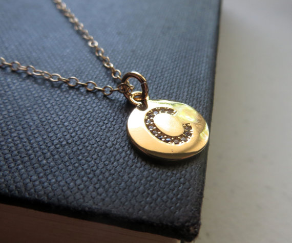 c gold initial necklace