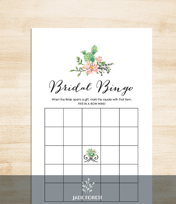 cactus bridal bingo by JadeForestDesign