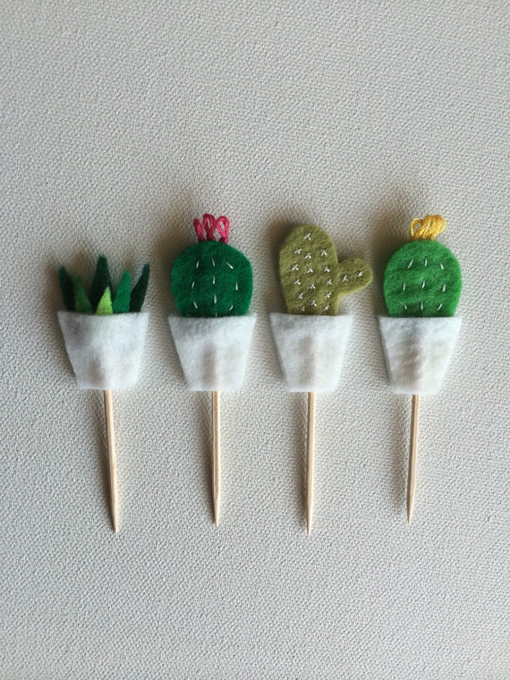 cactus cupcake toppers by juiceboxx designs