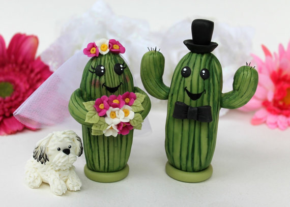 cactus wedding cake toppers by PerlillaPets