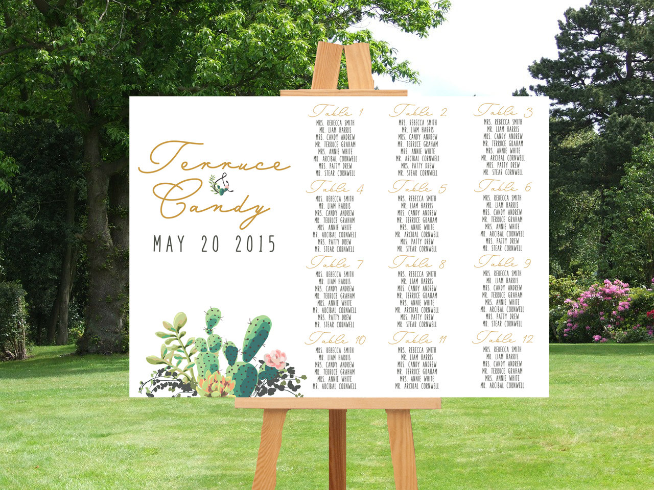cactus weddings seating chart by lisasgraphicdesign