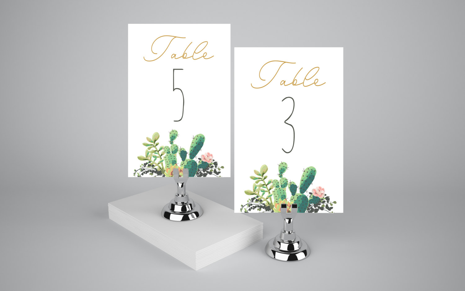 cactus weddings table numbers by lisagraphicdesign