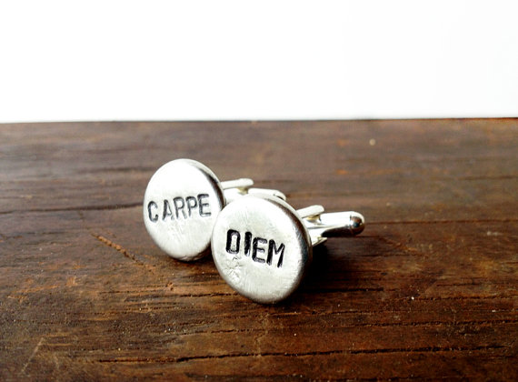 carpe diem | Custom Cufflinks Groomsmen Gifts | via EmmalineBride.com