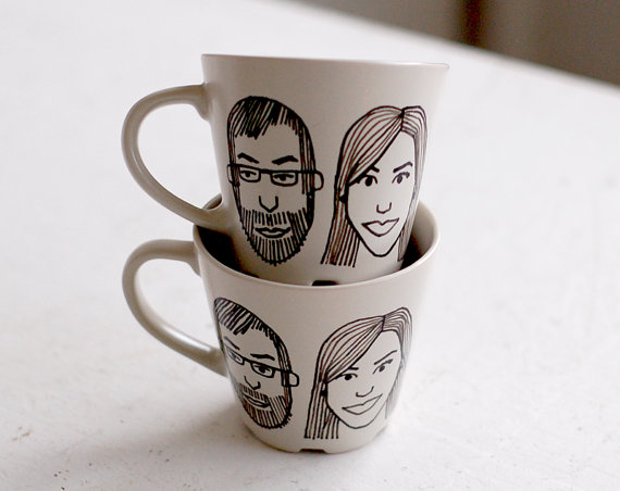 reusable wedding decorations - custom cartoon coffee mugs