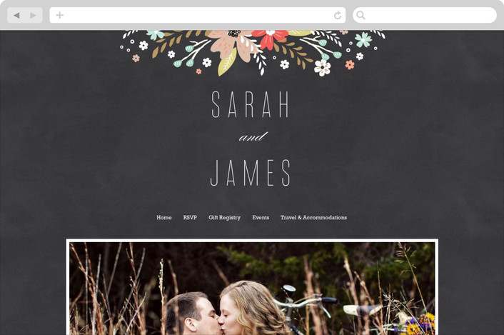 chalkboard floral wedding website