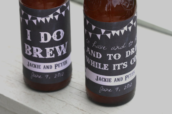 14 Chalkboard Wedding Ideas - chalkboard wedding beer labels (by bash studio)