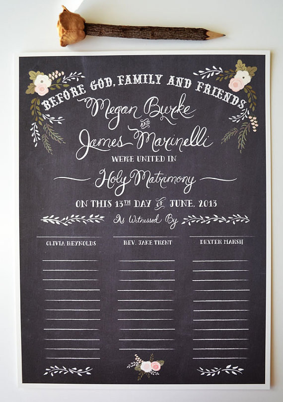 14 Chalkboard Wedding Ideas - chalkboard wedding certificate (by the first snow)