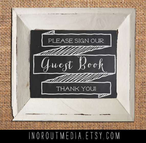 14 Chalkboard Wedding Ideas - chalkboard wedding guest book sign (by in or out media)