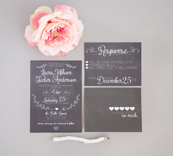 chalkboard wedding invitation via 8 Whimsical Wedding Invitations