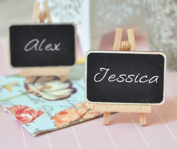 chalkboard wedding place cards and easels