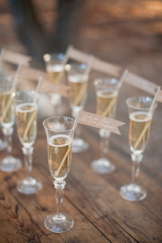 champagne drinking glasses (photo: michael and anna costa) via 8 Creative Wedding Drink Glasses