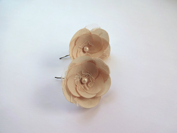 champagne hair pins - flower pins by hair blossoms boutique