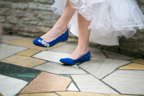 cobalt blue flat wedding shoes