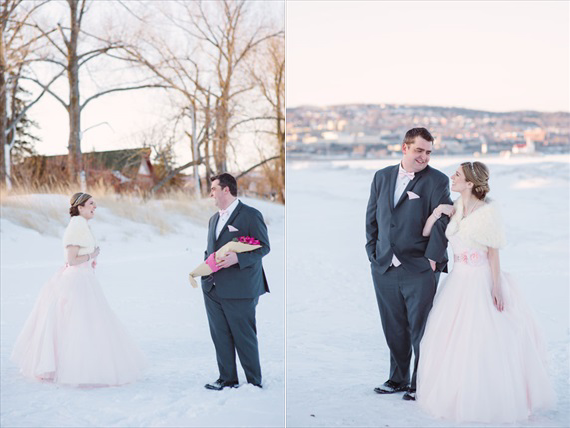Duluth winter wedding - LaCoursiere Photography - bride and groom's first look 