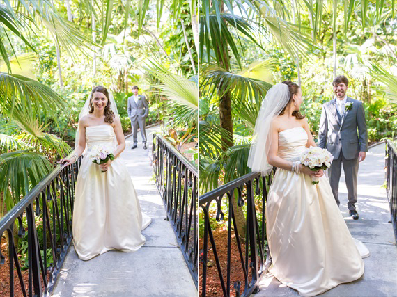 Filda Konec Photography - Hemingway House Wedding - bride and groom's first look in key west