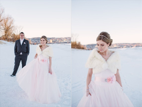 Duluth winter wedding - LaCoursiere Photography - bride and groom in the snow