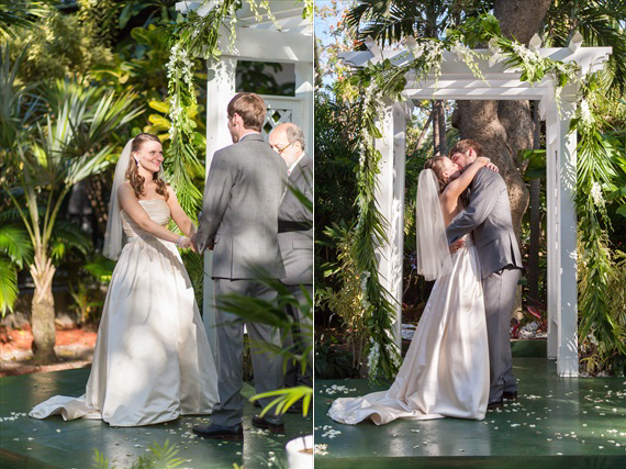 Filda Konec Photography - Hemingway House Wedding - bride and groom kiss when married in Key West wedding