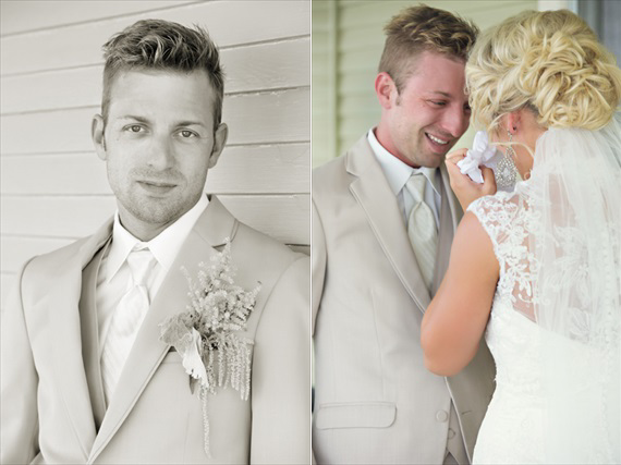 KimAnne Photography - iowa-backyard-wedding - groom ready-with-bride-first-look