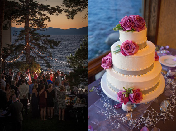 Johnstone Studios - thunderbird lodge wedding - wedding cake and reception overlooking lake tahoe
