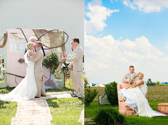 KimAnne Photography - iowa-backyard-wedding - bride-groom-married-chair-field