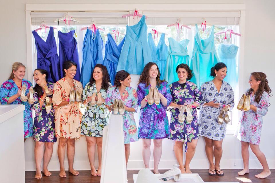 colorful bridesmaid robes to suit her personality