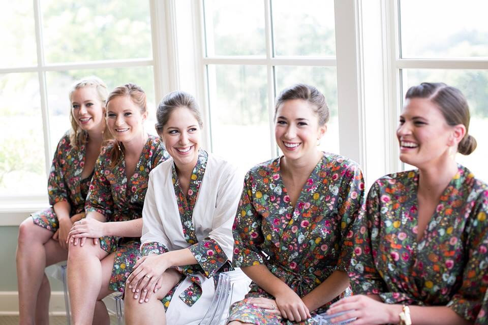 colorful floral kimono style bridesmaid robes