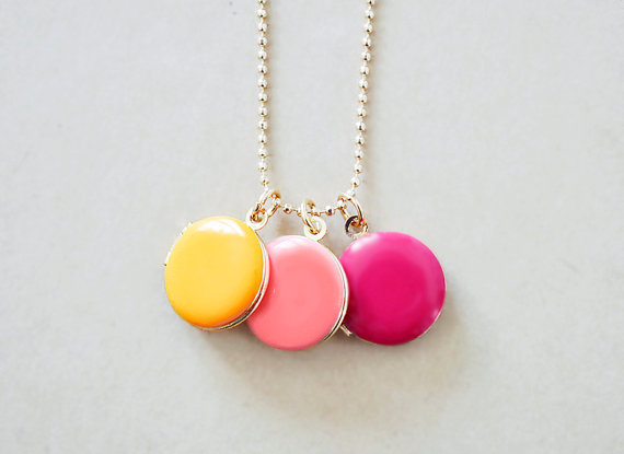 colorful lockets trio by the blooming thread via Colorful Wedding Accessories at emmalinebride.com