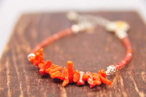 coral bracelet with beads via beach wedding jewelry ideas