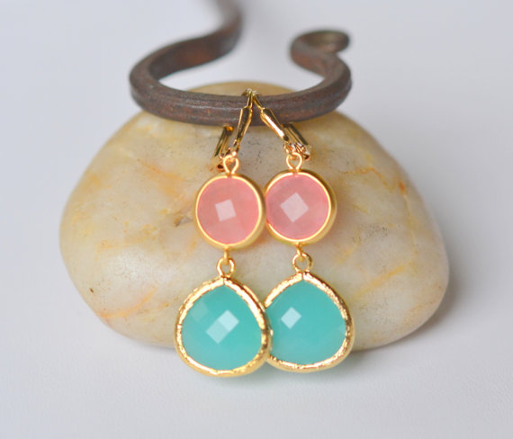 Coral and Turquoise Earrings (by Rustic Gem Jewelry via EmmalineBride.com) #handmade #wedding #jewelry
