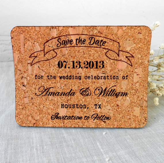 cork save the dates - wine themed wedding ideas