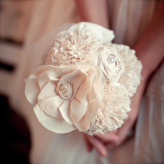 Fabric Flower Bouquet (by Autumn & Grace Bridal) - cotton toss bouquet