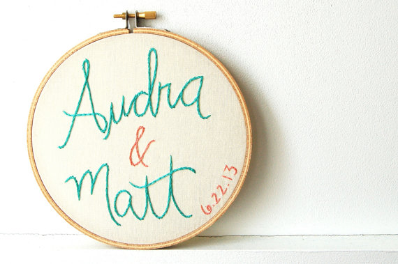 embroidered wedding ideas - couple wedding embroidery (by the merriweather council)