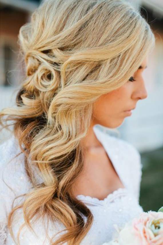 bride curly long wedding hairstyle