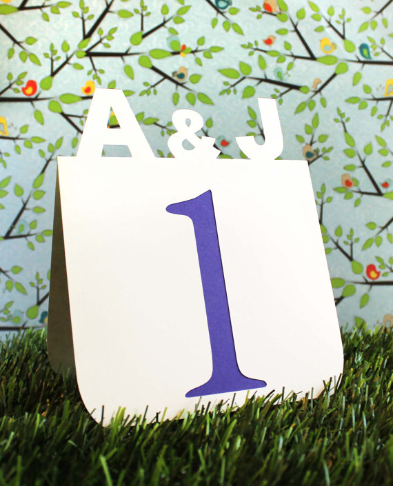 custom initial monogram table numbers by tiffzippy via Colorful Wedding Accessories