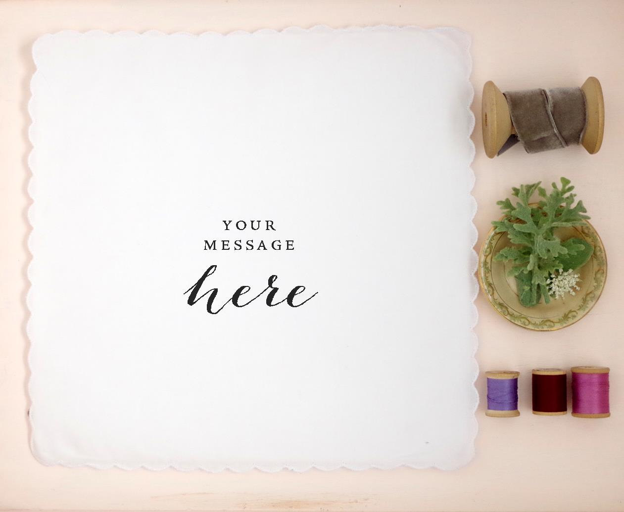 You can have a custom hankie made from your handwriting. Cute gift idea! | personalized wedding handkerchiefs | https://emmalinebride.com/gifts/personalized-wedding-handkerchiefs/
