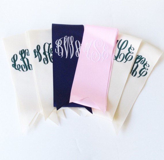 Monogrammed Bouquet Ribbons for Weddings | by Oatmeal Lace Design