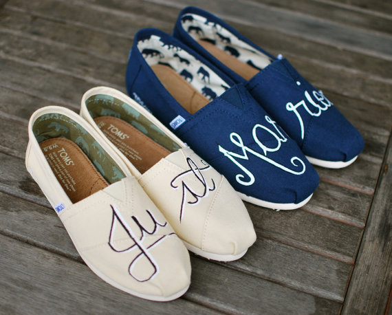 TOMS Wedding Shoes featuring 'Just' and 'Married'