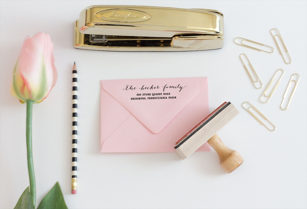 Custom Address Stamp Weddings | by Diva Gone Domestic | https://emmalinebride.com/2015-giveaway/custom-address-stamp-weddings/
