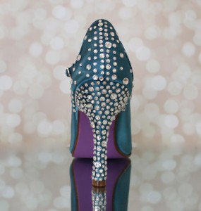 teal and purple jeweled wedding shoes