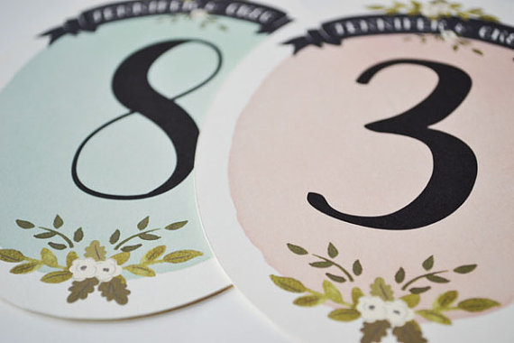 decorative table numbers (by the first snow)