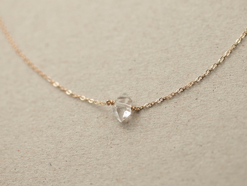 delicate herkimer diamond necklace by layered and long