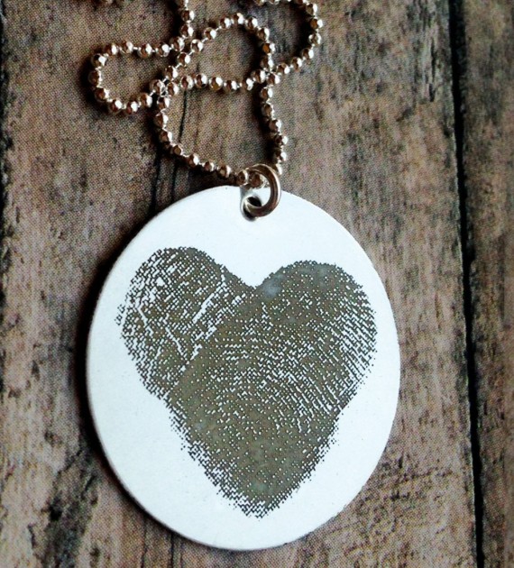 heart necklace - thumbprint wedding ideas | http://emmalinebride.com/gifts/thumbprint-wedding/