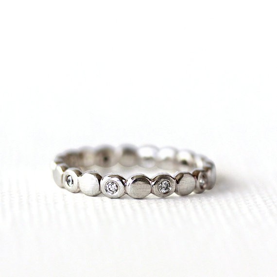 diamond gold eternity band | handmade wedding rings | https://emmalinebride.com/jewelry/handmade-wedding-bands/