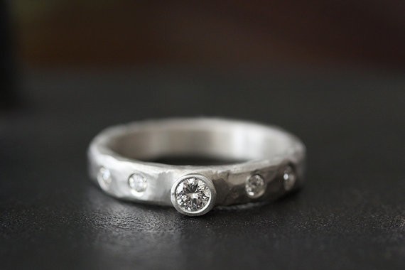 diamond set carved band | handmade wedding rings | https://emmalinebride.com/jewelry/handmade-wedding-bands/