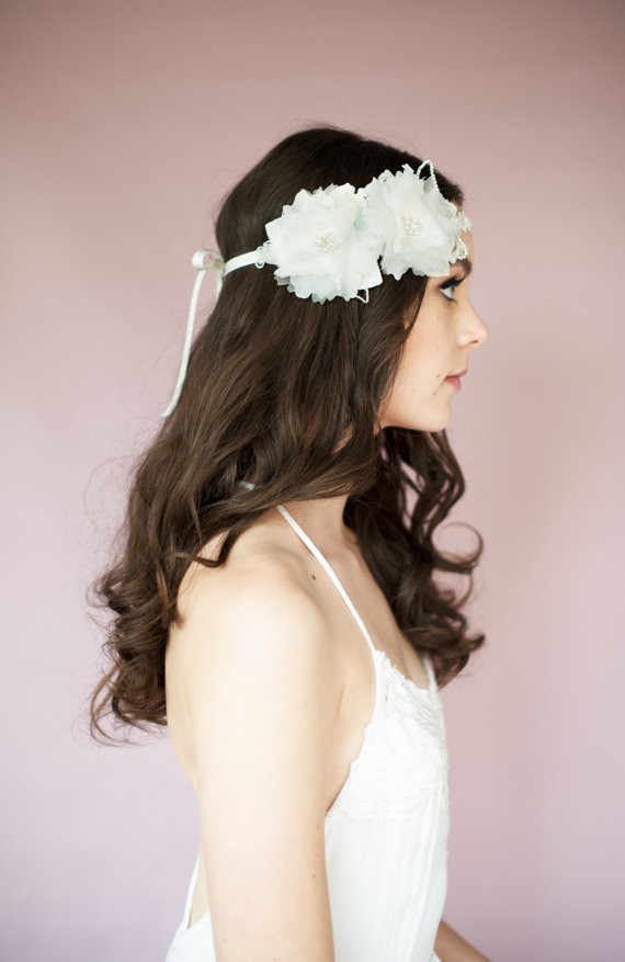 floral headband | Bridal Headband With Veil via http://emmalinebride.com/bride/bridal-headband-with-veil/