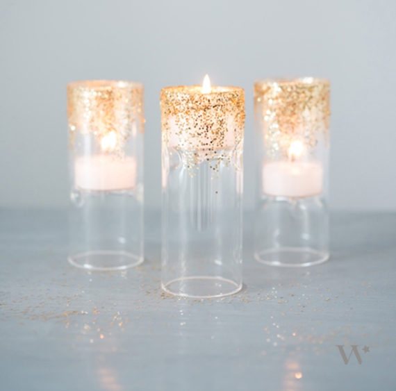 DIY Glitter Candle Holders (via Weddingstar)