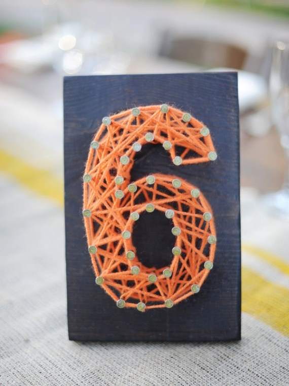 DIY Nail and String Table Numbers